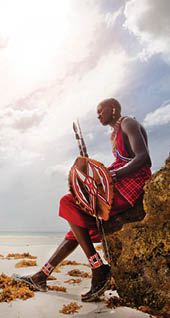 portrait of a Maasai warrior in Africa. Tribe, Diani beach, culture