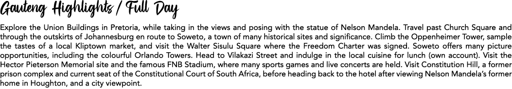 Gauteng Highlights / Full Day Explore the Union Buildings in Pretoria, while taking in the views and posing with the ...