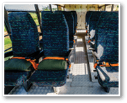 A bus with a view of the sky through the windows. AI generated content