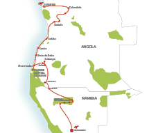 A map of a route with a red line going through it. AI generated content