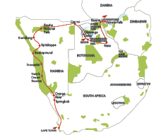 A map of Africa with a red line going through the middle. Description generated by AI