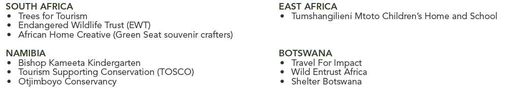 SOUTH AFRICA • Trees for Tourism • Endangered Wildlife Trust (EWT) • African Home Creative (Green Seat souvenir craft...