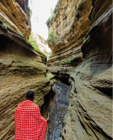 Walking with a Maasai in the Hell's Gate gorge.