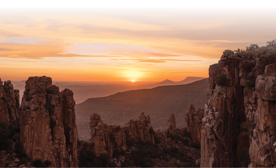 Sun going down over the Valley of Desolation