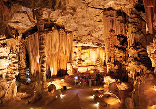 group of tourists visiting Cango Caves in Oudtshoorn, Western Cape, South Africa