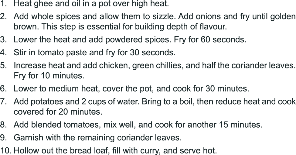 1. Heat ghee and oil in a pot over high heat. 2. Add whole spices and allow them to sizzle. Add onions and fry until ...