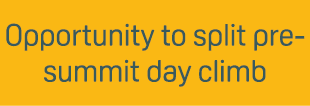 Opportunity to split pre summit day climb