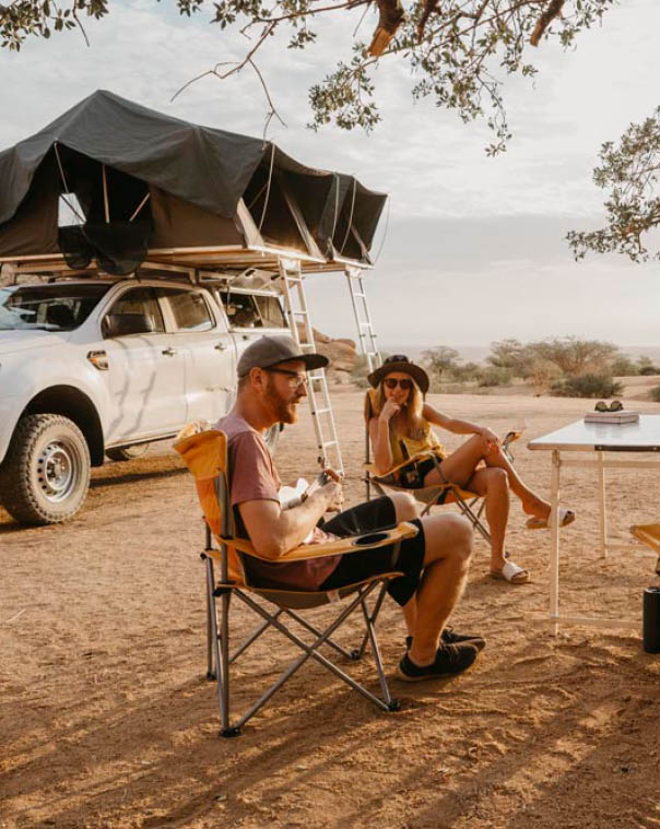 Namibia, friends camping near Spitzkoppe