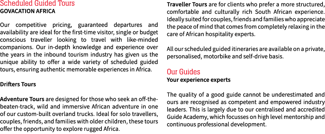 Scheduled Guided Tours GOVACATION AFRICA Our competitive pricing, guaranteed departures and availability are ideal fo...