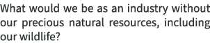 What would we be as an industry without our precious natural resources, including our wildlife?