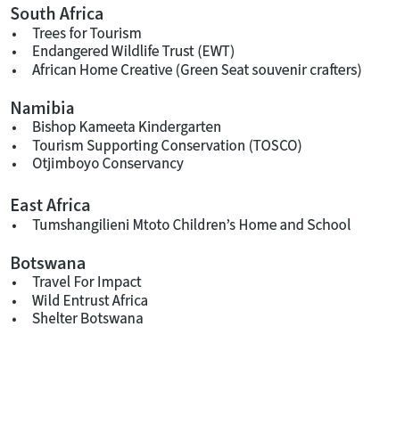 South Africa • Trees for Tourism • Endangered Wildlife Trust (EWT) • African Home Creative (Green Seat souvenir craft...