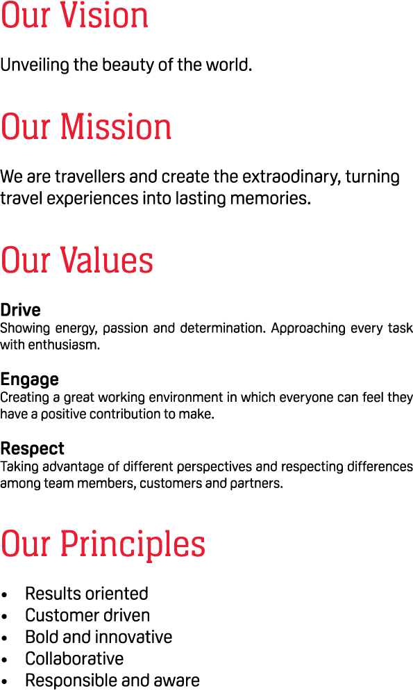 Our Vision Unveiling the beauty of the world. Our Mission We are travellers and create the extraodinary, turning trav...