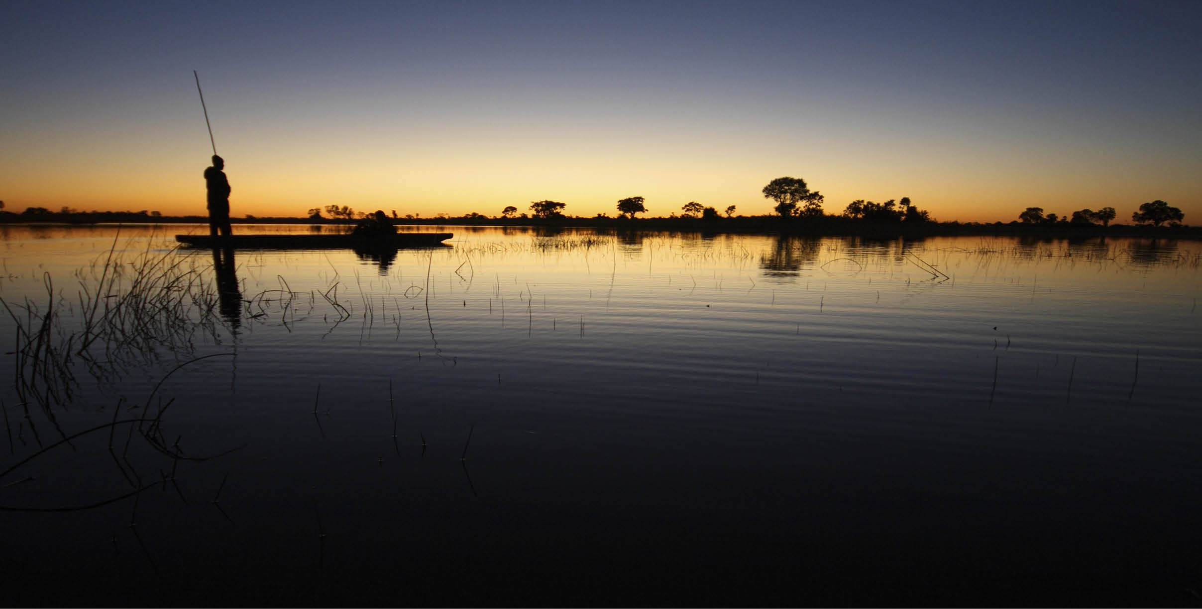 Okavango Delta Mokoro ride at dusk