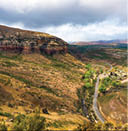 Valleys, canyons and rocky cliffs at the majestic Golden Gate Highlands National Park, dramatic landscape, travel destination in South Africa.