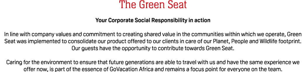 The Green Seat Your Corporate Social Responsibility in action In line with company values and commitment to creating ...