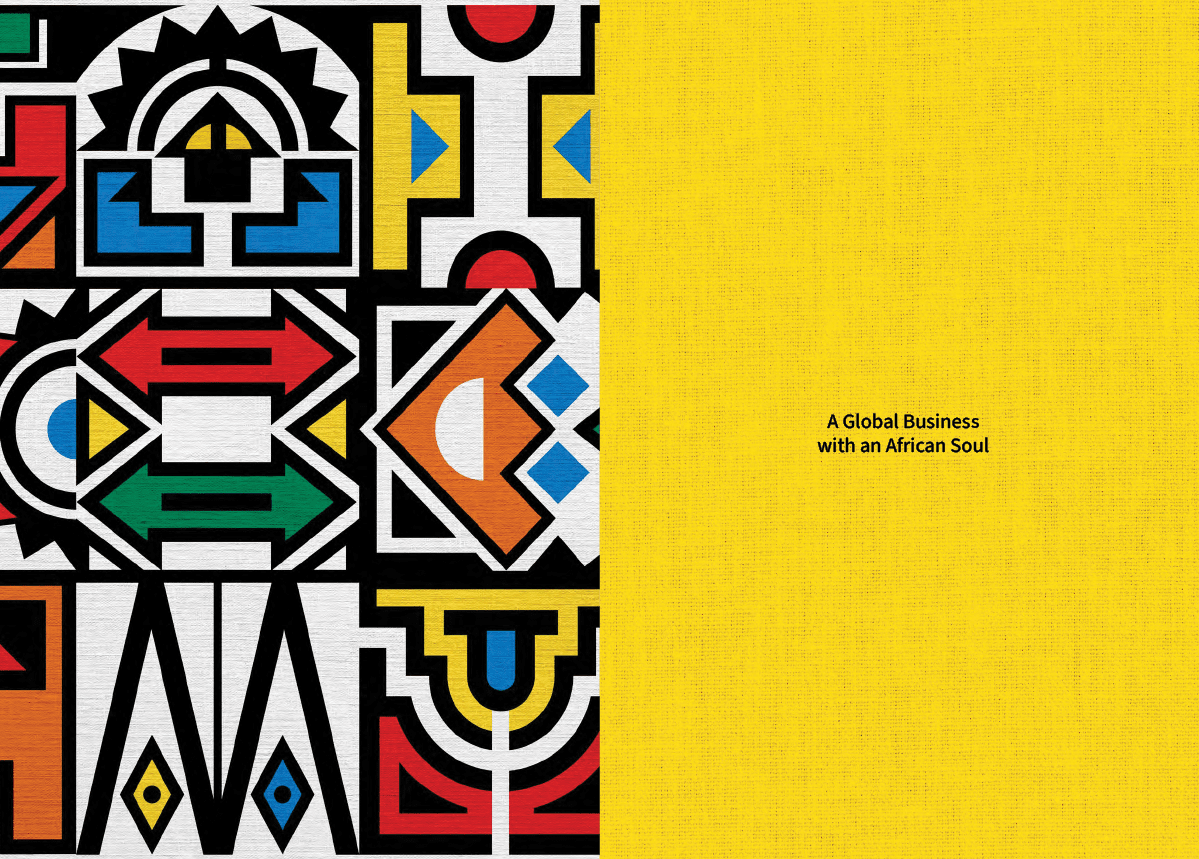 A colorful and patterned design with the word “African" written in the middle. Description generated by AI