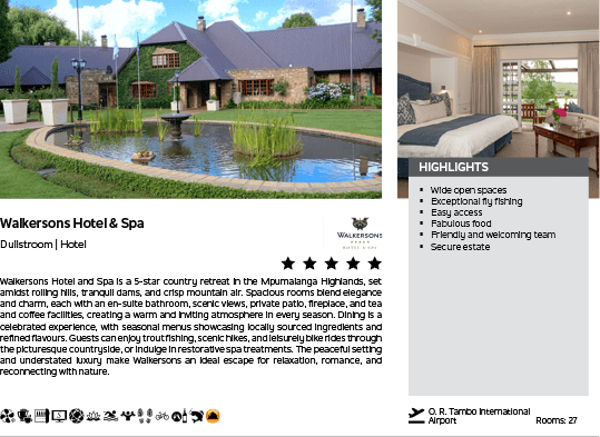 A hotel advertisement with a picture of a pond and a house. Description generated by AI