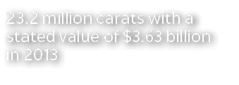 23.2 million carats with a stated value of $3.63 billion in 2013