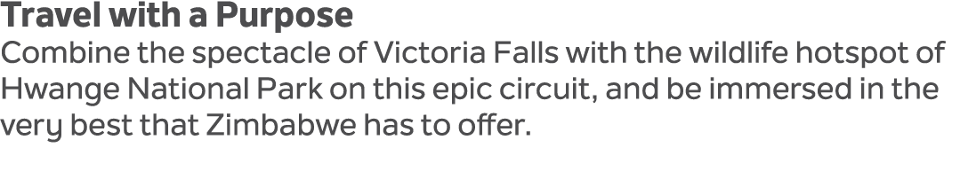 Travel with a Purpose Combine the spectacle of Victoria Falls with the wildlife hotspot of Hwange National Park on th...
