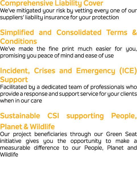 Comprehensive Liability Cover We’ve mitigated your risk by vetting every one of our suppliers’ liability insurance fo...