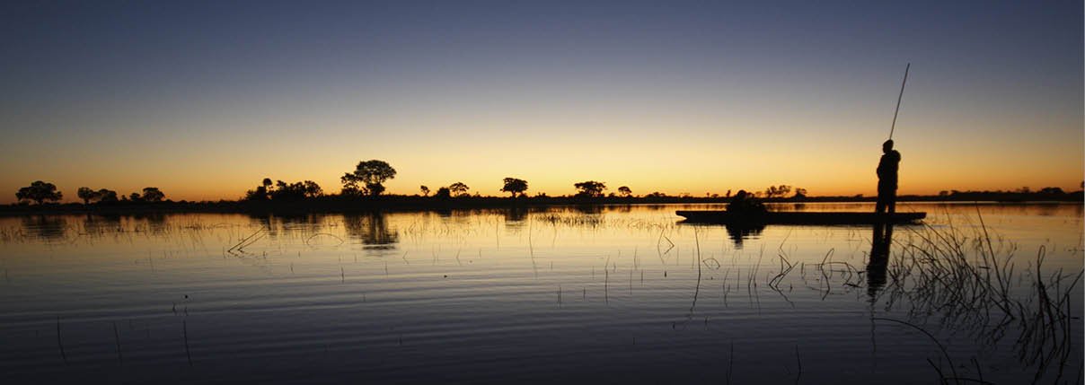 Okavango Delta Mokoro ride at dusk