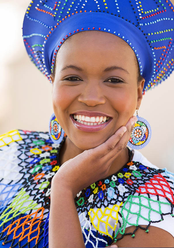 close up portrait of cute south african woman outdoors