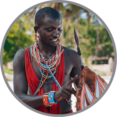 Maasai warrior on the beach. Diani Beach, Kenya Mombasa
