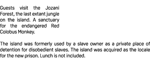  Guests visit the Jozani Forest, the last extant jungle on the island. A sanctuary for the endangered Red Colobus Mon...