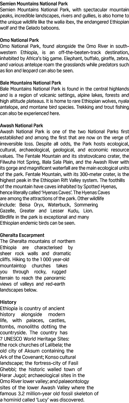 Semien Mountains National Park Semien Mountains National Park, with spectacular mountain peaks, incredible landscapes...