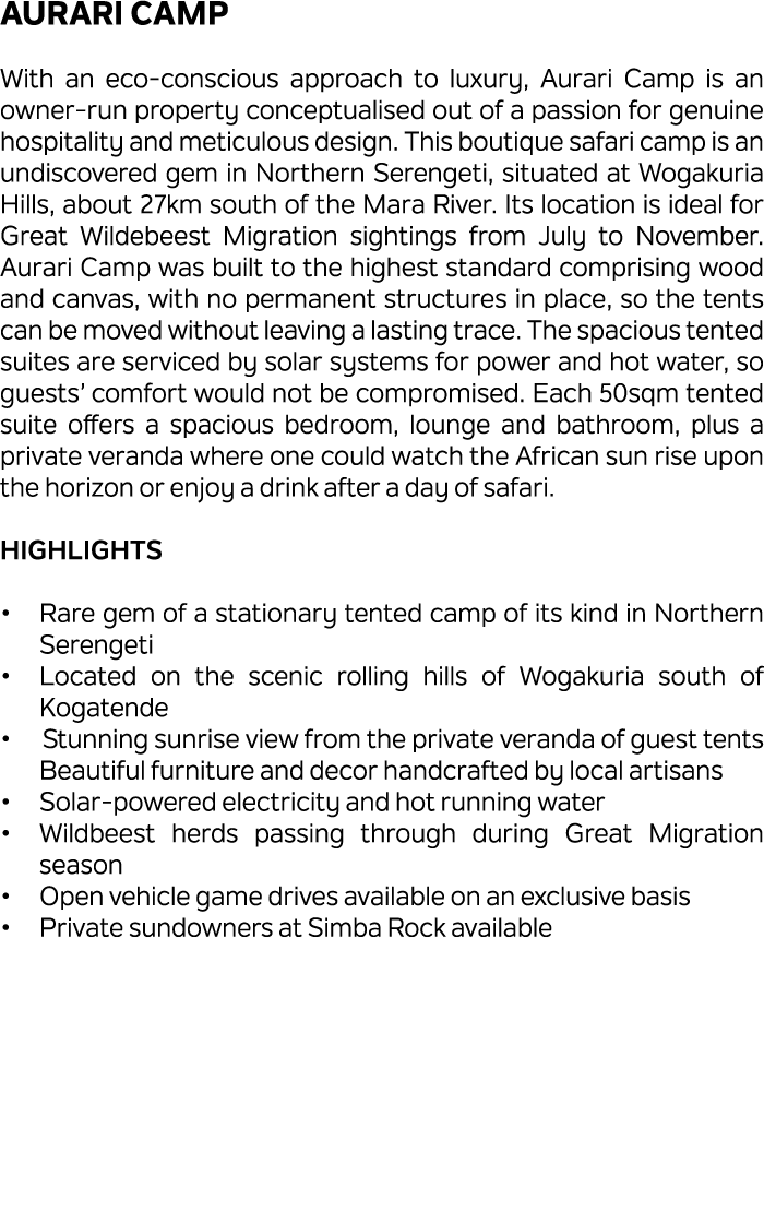 Aurari Camp With an eco conscious approach to luxury, Aurari Camp is an owner run property conceptualised out of a pa...