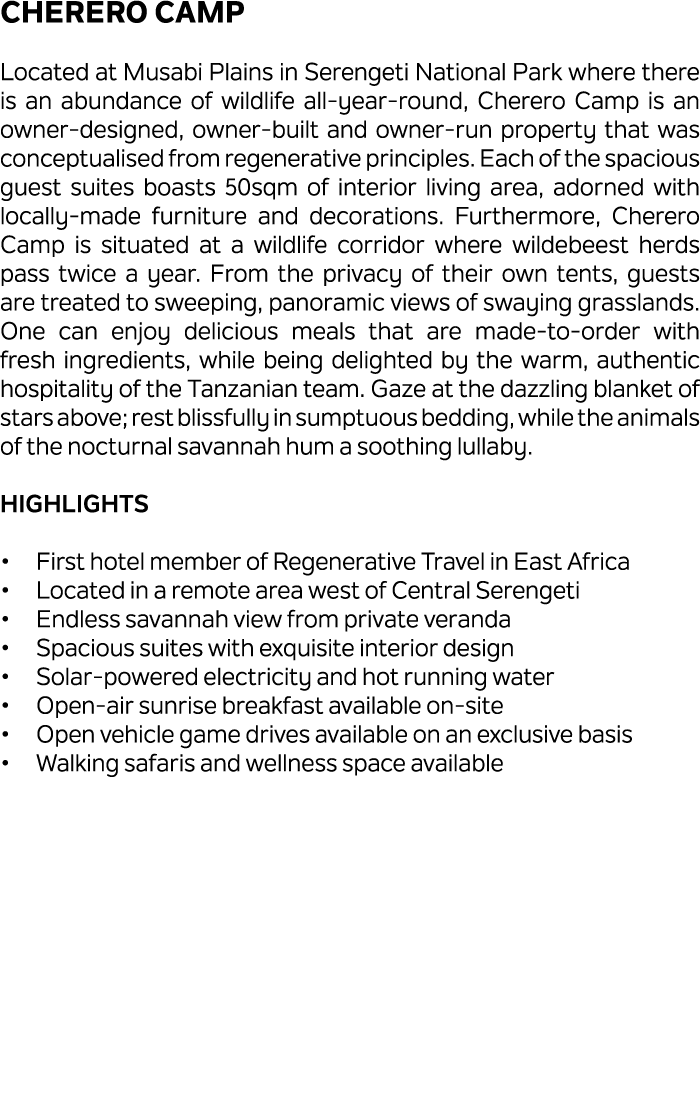 Cherero Camp Located at Musabi Plains in Serengeti National Park where there is an abundance of wildlife all year rou...