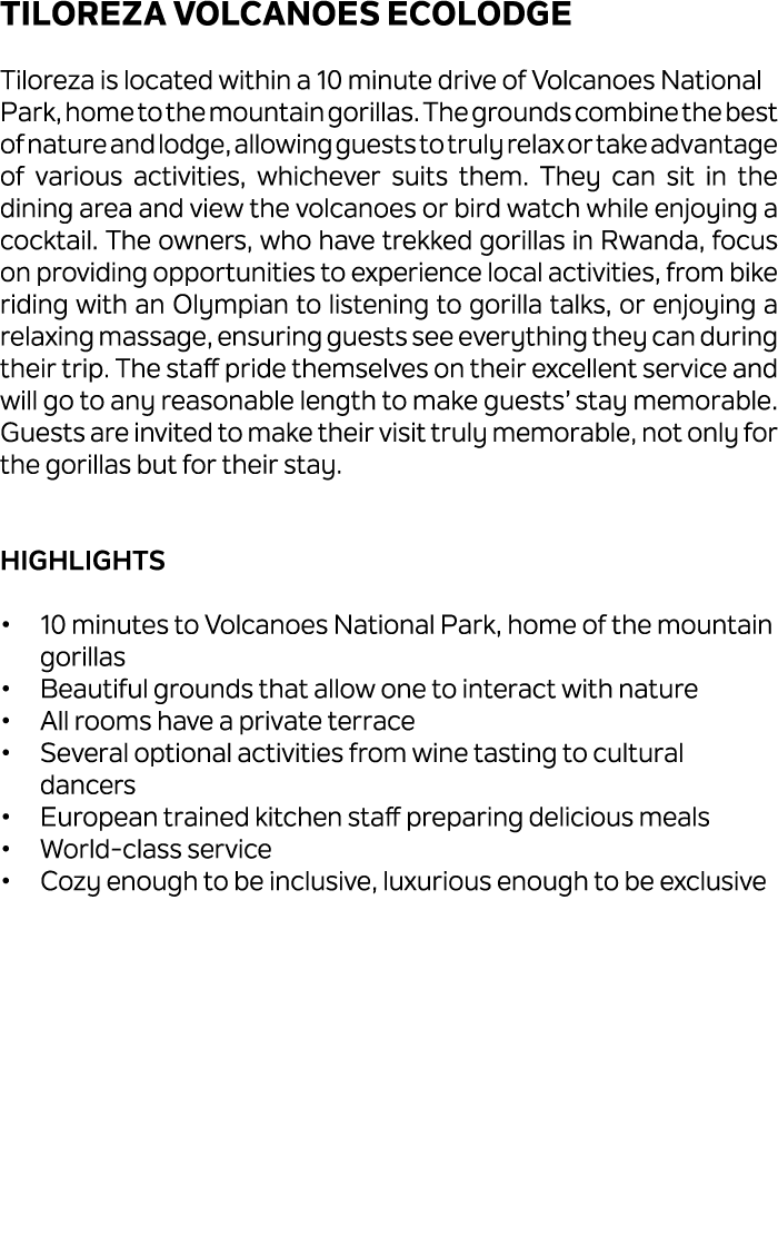 Tiloreza Volcanoes Ecolodge Tiloreza is located within a 10 minute drive of Volcanoes National Park, home to the moun...