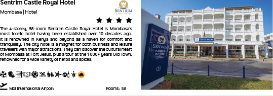 A hotel sign with a picture of a building and a description of the hotel. Description generated by AI