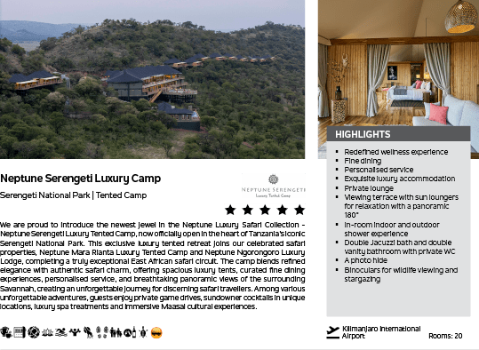 A brochure for a resort with a picture of a bedroom and a description of the resort. Description generated by AI