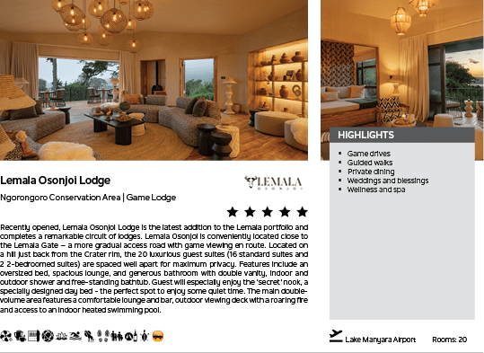 A hotel advertisement for the Lema Lodge. Description generated by AI