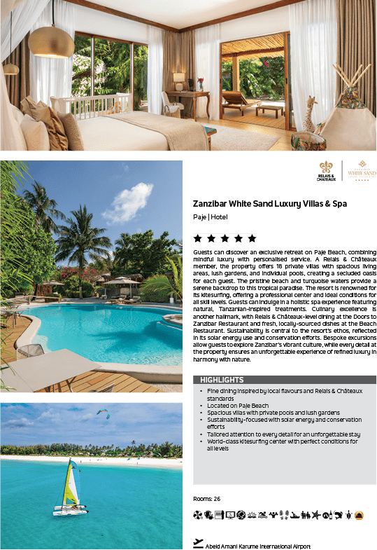 A brochure for a hotel with a picture of a pool and a boat. Description generated by AI