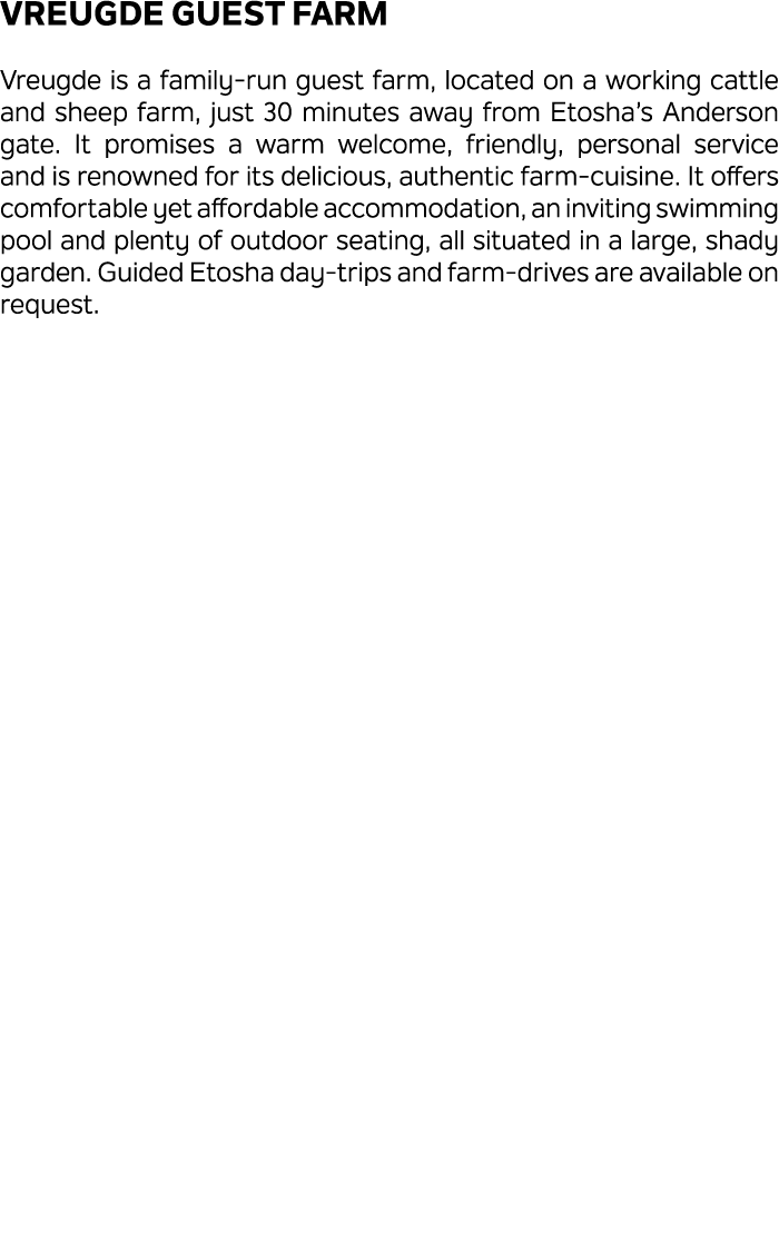 Vreugde Guest Farm Vreugde is a family run guest farm, located on a working cattle and sheep farm, just 30 minutes aw...