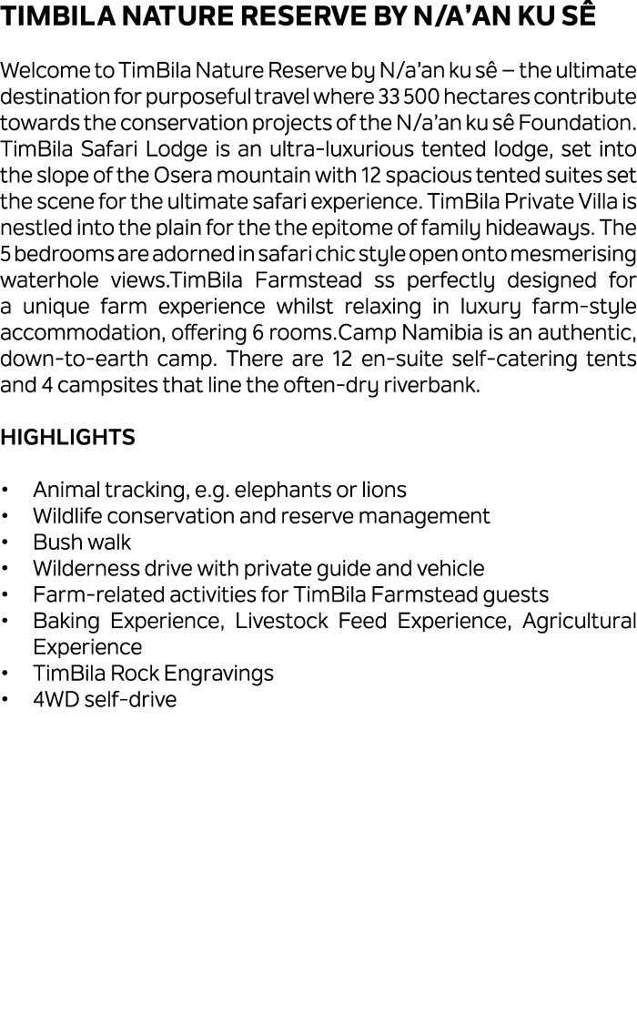 TimBila Nature Reserve by N/a’an ku s Welcome to TimBila Nature Reserve by N/a’an ku s  – the ultimate destination f...