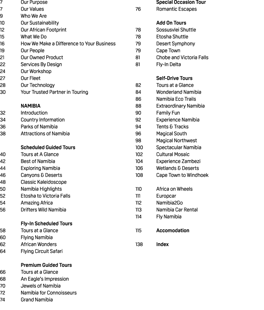 7 Our Purpose 7 Our Values 9 Who We Are 10 Our Sustainability 12 Our African Footprint 15 What We Do 16 How We Make a...