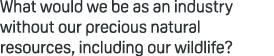 What would we be as an industry without our precious natural resources, including our wildlife?