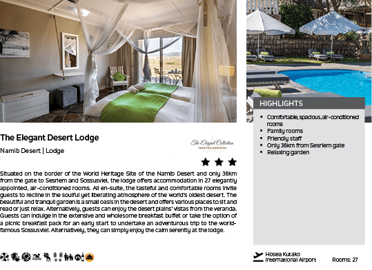 A hotel advertisement for the Elegant Desert Lodge in Nairobi, Kenya. AI generated content