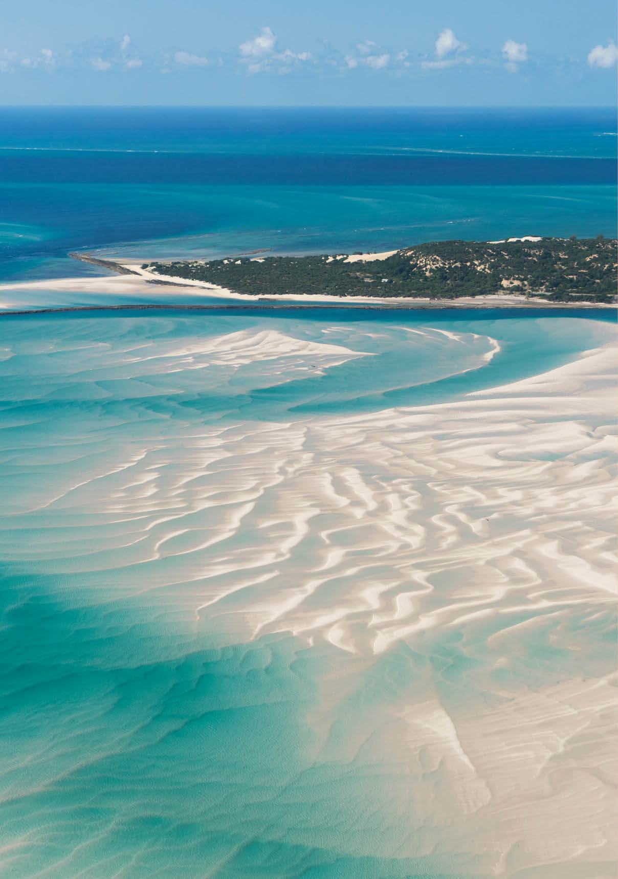 An Island in Vilankulo, Mozambique, Africa As Seen From Above, Surrounded by Sand and Water