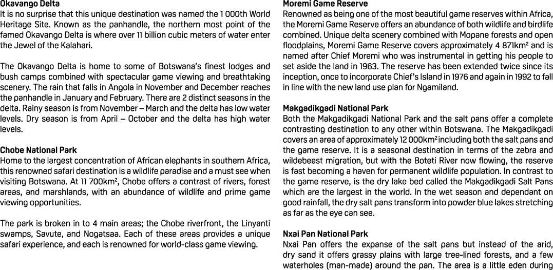 Okavango Delta It is no surprise that this unique destination was named the 1 000th World Heritage Site. Known as the...