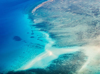 Beautiful view of Quirimbas archipilago in Mozambique from above