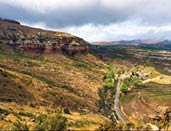 Valleys, canyons and rocky cliffs at the majestic Golden Gate Highlands National Park, dramatic landscape, travel destination in South Africa.
