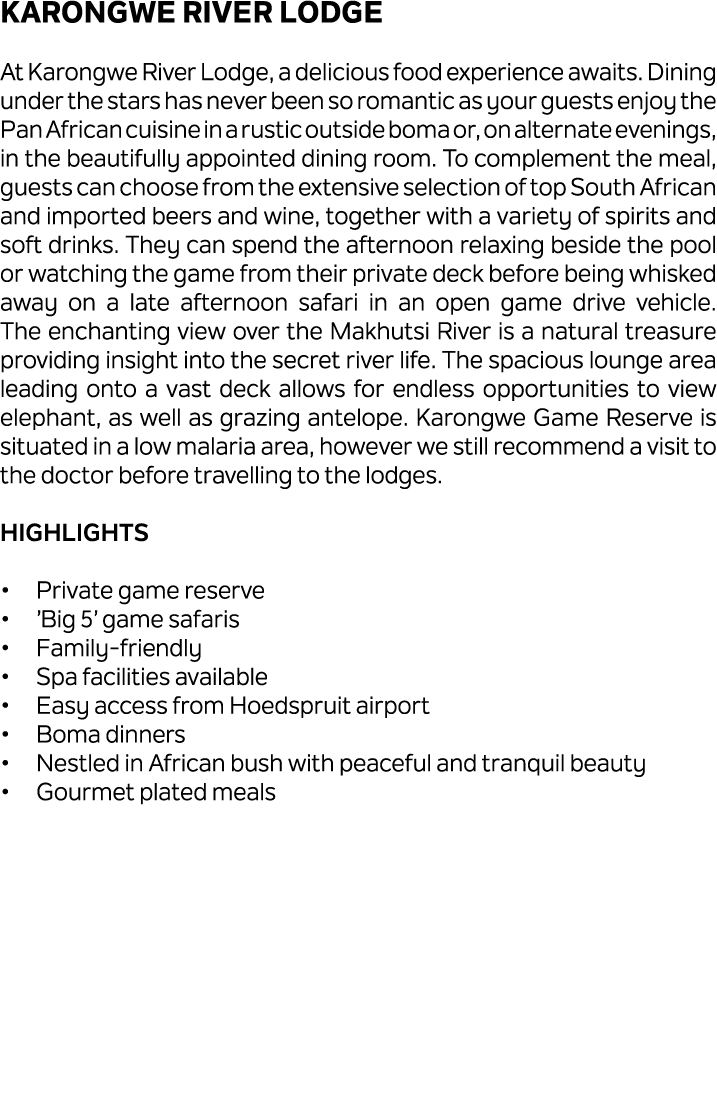 Karongwe River Lodge At Karongwe River Lodge, a delicious food experience awaits. Dining under the stars has never be...