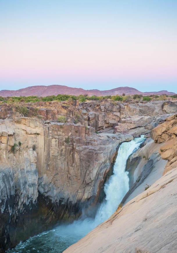 Augrabies Falls in the Northern Cape, South Africa, at dusk.