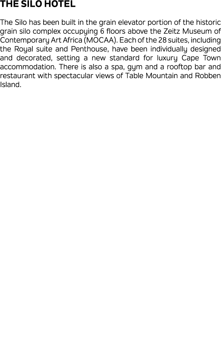 The Silo Hotel The Silo has been built in the grain elevator portion of the historic grain silo complex occupying 6 f...