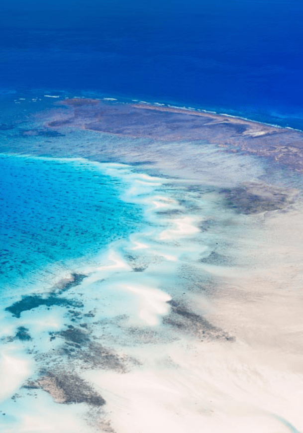Beautiful view of Quirimbas archipilago in Mozambique from above