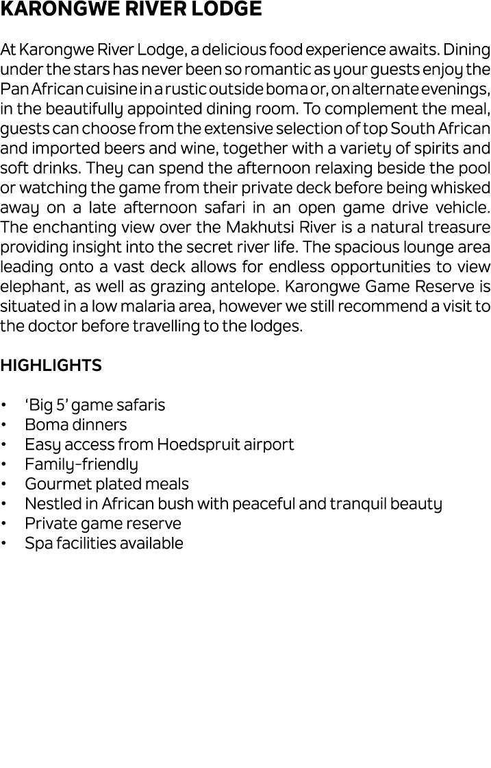 Karongwe River Lodge At Karongwe River Lodge, a delicious food experience awaits. Dining under the stars has never be...